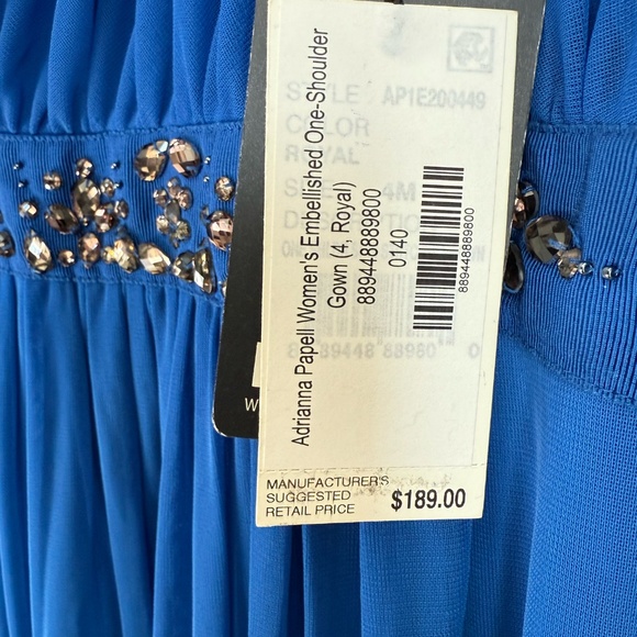 Royal Blue One-Shoulder Embellished Dress Gown - Picture 8 of 9